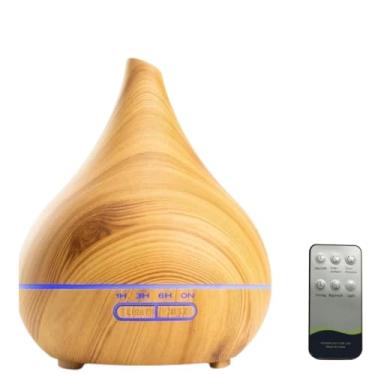 Imagem de Umidificador Ar Ultrassônico 400ml, Difusor Óleos Essenciais, Aromatizador, Purificador de Ar Com Led 7 Cores, Com Controle Remoto, Temporizador De Até 8hrs, Desligamento Automático (Madeira Clara)