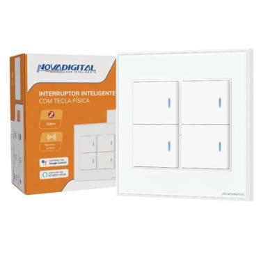 Imagem de Interruptor com 4 Teclas Físicas Zigbee Branco 4x4