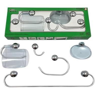 Imagem de kIT para Banheiro Twister 5 Peças Cromado - Saboneteira, Papeleira, Cabide, Toalheiro e Porta-Shampoo, Alumínio Polido e ABS Cromado, Design Moderno para Seu Banheiro