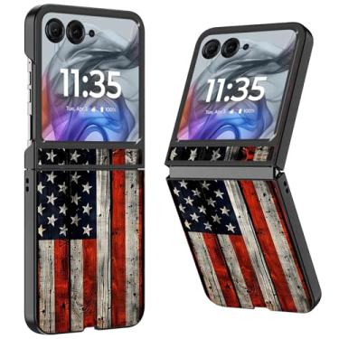 Imagem de WZCJDHMJ Capa para Motorola Razr 2025/2024, fina, fina, rígida, policarbonato, antiarranhões, capa protetora à prova de choque para Moto Razr 50 - bandeira vintage