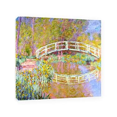 Imagem de Impressão em tela emoldurada arte de parede famosa reprodução de pintura "A ponte no jardim de Monet" por Claude Monet pôsteres e impressões - arte de parede em tela impressionista Imagens de Monet 50