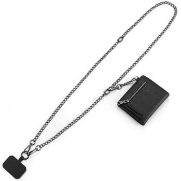 Imagem de Alça de Telefone com Zíper Diaclara - Suporte Ajustável e Preta