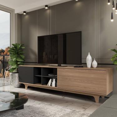 Imagem de Rack para Sala de Estar 200x55x40cm Lars Freijó/Preto