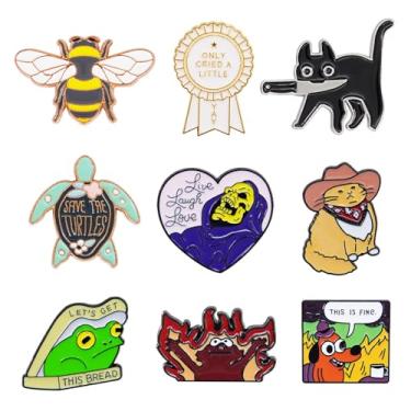 Imagem de Conjunto de alfinetes esmaltados engraçados para mochilas, chapéus, bolsas, casaco, novidade, botões exclusivos, em massa, são acessórios de joias da moda feminina e masculina (9 peças), small size,