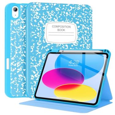 Imagem de Supveco Capa para iPad 10ª geração de 10,9 polegadas 2022 com suporte para lápis - [suporta Apple Pencil 1ª geração + despertar/hibernar automático], capa premium com suporte Folio com capa traseira de TPU macio para iPad 10ª geração - azul celeste