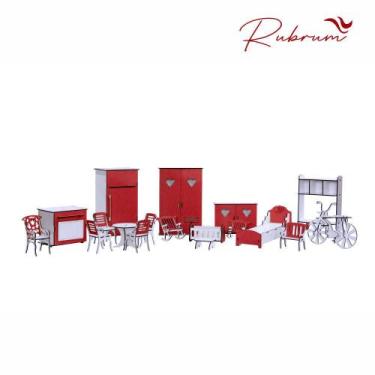 Imagem de Kit Móveis Em MDF RUBRUM 18 Peças Escala Barbie - Darama