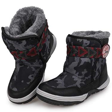Imagem de Botas de Neve para Meninos Botas de Inverno para Crianças Botas de Inverno Impermeáveis para Meninos Forradas com Pele Quente Antiderrapante Externo (Bebê/Meninos), Preto, 1 Little Kid