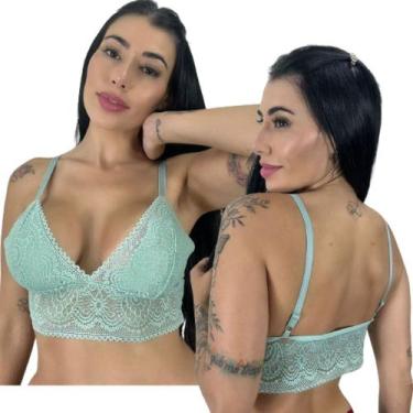 Imagem de Kit 2 Top Cropped De Renda Feminino Sem Bojo Alças Ajustáveis Rendado 