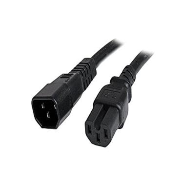 Imagem de StarTech.com Cabo de extensão resistente de 1 m, cabo de extensão preto IEC 320 C14 para IEC 320 C15, 15A 250V, 14AWG, cabo de extensão de alimentação de calibre pesado, cabo de alimentação CA