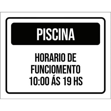 Imagem de Placa Preta Piscina Horario Funcionamento 10 Às 19 18X23
