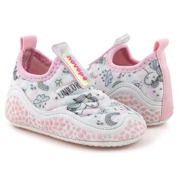Imagem de Sapatinho Tênis Bebê Menina Menino Primeiros Passos Molinho Novope Sapatos Infantis Sola Antiderrapante Macio Molinho Não Sai do Pé (Branco/Unicórnio, BR, Bebê, Numérico, 16)