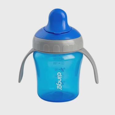 Imagem de Copo Infantil Transição com Alças e Bico Rígido Azul Clingo