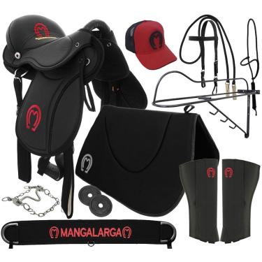 Imagem de Sela de Cavalo Mangalarga Marchador Australiana Soft Preta Kit Preto Completo