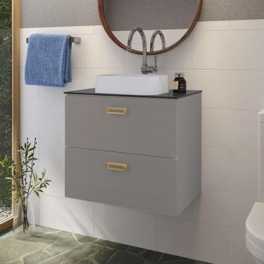 Imagem de Gabinetes para Banheiro em Aço com Tampo de Vidro 67cm Odin Cozimax