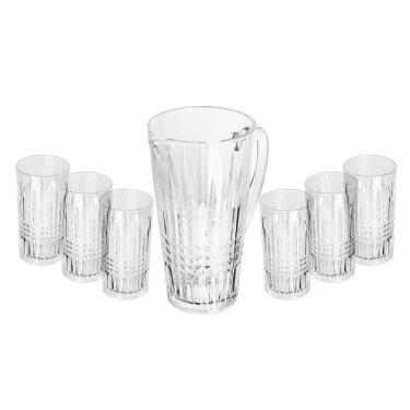 Imagem de Cj jarra com 6 copos de vidro queen 1,2L/320ML wolff