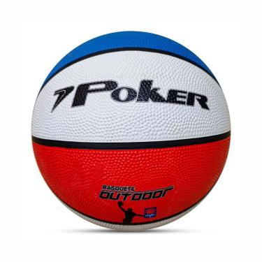 Imagem de Bola Basquete Poker Outdoor N.7 Unissex Branco Azul Vermelho