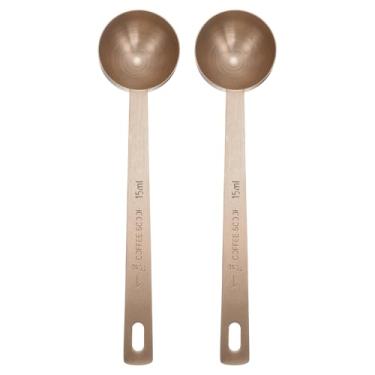 Imagem de HARFINGTON 2 colheres medidoras individuais, 1 colher de sopa (3 colheres de chá, 15 ml) colher de chá/colher de sopa de aço inoxidável 304 única tigela quadrada pequena colher de medição de cabo