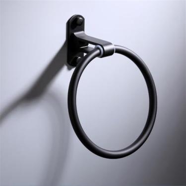 Imagem de Acessórios de banheiro de alumínio, porta-toalhas preto, anel de toalha, suporte para secador de cabelo, suporte de papel higiênico de parede, cesta de sabão, anel de toalha