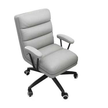Imagem de Cadeira de Escritório Cadeira giratória de couro artificial para uso doméstico confortável cadeira de jogos elevador cadeira de escritório quarto maquiagem encosto cadeira giratória Cadeira Gamer(Gray