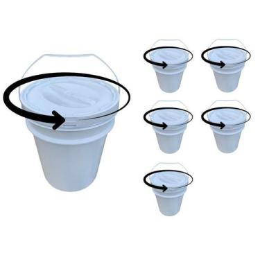 Imagem de Balde Para Obra 20L Alça Plástica E Tampa Rosca - Kit 5 Pçs - Nastripa