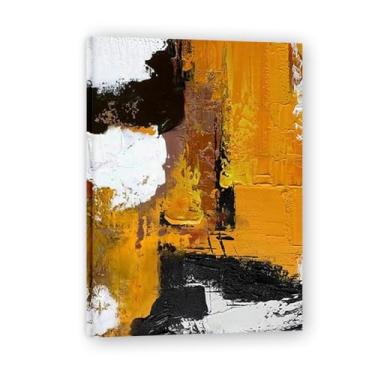 Imagem de Pintura de parede em tela abstrata amarela e preta impressão em tela pôster imagem colorida arte abstrata moderna decoração de parede corredor escadas decorações de quarto 70 x 50 cm