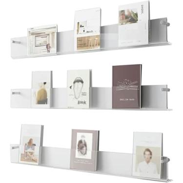 Imagem de LGEOELIAS Porta-revistas transparentes, pacote com 3, suporte de folheto de acrílico para pendurar, escritório, igreja, sala de espera, suporte de exibição de literatura