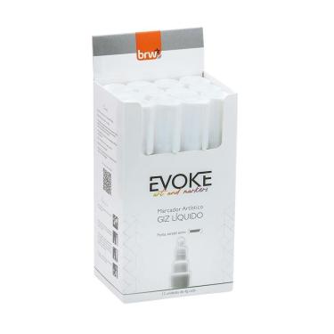 Imagem de Giz Líquido 6Mm Branco Brw Caixa C/12 Un Caneta Vidro Lousa