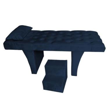 Imagem de Maca Estética Reta Capitonê 0,80m Sofia Veludo - me, AZUL MARINHO