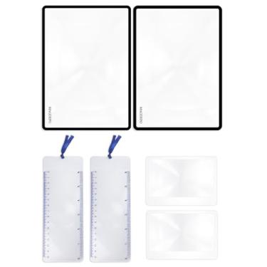 Imagem de MAGDEPO 3X Lente de ampliação de páginas 12 x 17,78 cm, conjunto de 2 lupas com régua e 2 lupas de cartão para leitura de livros, revistas, jornais e pessoas com baixa visão.