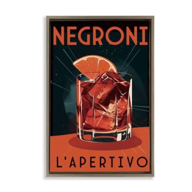 Imagem de Stupell Industries Arte de parede vintage Midcentury Negroni Drink Brown emoldurada em tela flutuante, design por Andreas Magnusson, 17 x 25