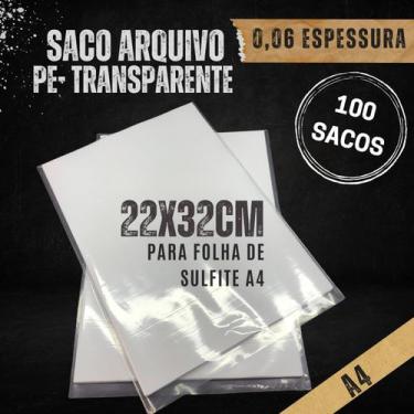Imagem de Saco plastico sem furo com 100 unidades para documento folha a4 22x 32