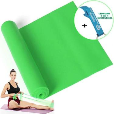 Imagem de Faixa Elástica Para Exercício Resistência Yoga Verde + Chaveiro CBRN15