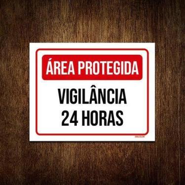Imagem de Kit 5 Placas Área Protegida Vigilância 24 Horas - Sinalizo.Com