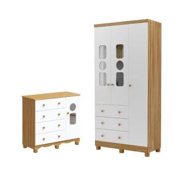 Imagem de Quarto Bebe Moveis Peroba Guarda Roupa e comoda Dorabelly TD