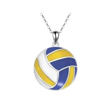 Imagem de Colar de vôlei | acessório de estilo esportivo, pingente de esporte de bola de jogo, presente de treinador de campeonato de time de vôlei de jogador, Metal, Sem Pedra Preciosa