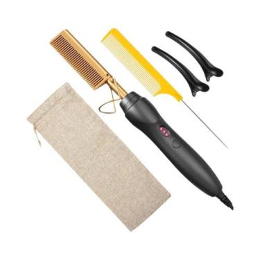 Imagem de Alisador de Cabelo e Barba Portátil com Pente Quente de Cerâmica, Heat