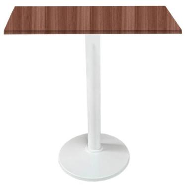 Imagem de Mesa Zeta Ferro Branco 75 cm (Alt) Disco Redondo Tampo MDP Quadrado 60
