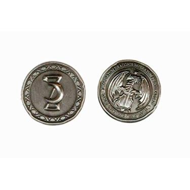 Imagem de The Broken Token - Draco Silver Coin - Fantasy Coin 30mm Metal Novelty, Cosplay and TTRPG Pieces - Pack of 10