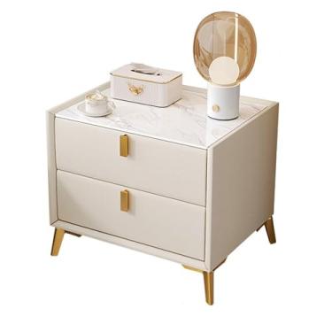 Imagem de Mesa de cabeceira, mesa lateral moderna, mesa de cabeceira nórdica, armário de cabeceira com 2 gavetas, sem necessidade de montagem para sala de estar, quarto, cabeceira, entrada, casa, escritório,
