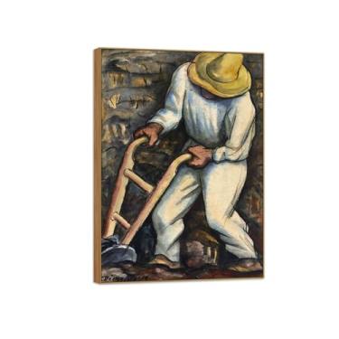 Imagem de MUHJDYC Diego Rivera famosa imagem em tela - impressões de arte de parede - homem com carrinho de mão - pintura de arte de moldura de madeira para sala de estar quarto decoração de casa 20 x 30 cm - 8