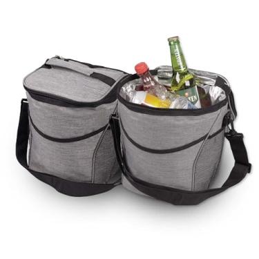 Imagem de Bolsa térmica, capacidade 11 litros, tecido nylon poliéster 300D (cinza), bolso frontal, dois bolsos laterais, alça de ombro ajustável, alça de mão UTIMAIS+ (2 Bolsa Térmica)