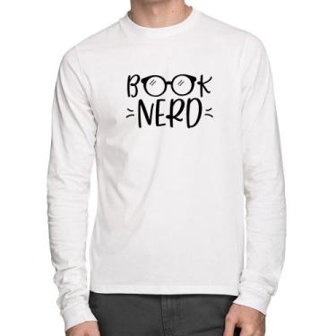 Imagem de Camiseta Algodão Book Nerd Manga Longa - Foca na Moda, Branco, G
