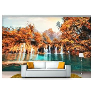 Imagem de Papel De Parede Cachoeira Natureza Outono 3D 6M² Nch173 - Você Decora