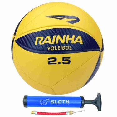 Imagem de Bola de Vôlei de Quadra Rainha VL 2.5 + Bomba de Ar, Amarelo
