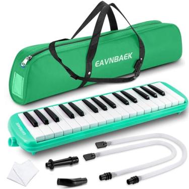 Imagem de Eavnbaek Instrumento Melodica de 32 teclas, teclado de piano soprano Melodica Air Pianica com 2 tubos longos macios, 2 bocais curtos e bolsa de transporte (verde)