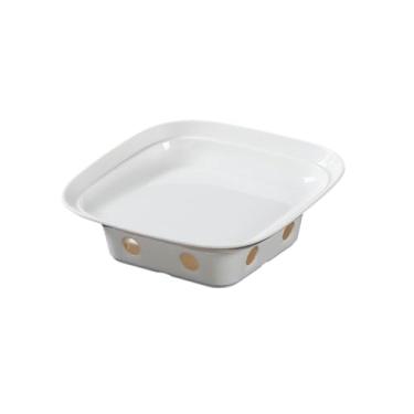 Imagem de Prato de pato assado delicado quadrado esmaltado estilo nórdico - prato profundo chanfrado de 27,4 cm + assento de fogão