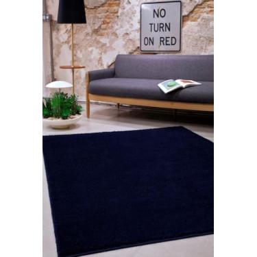 Imagem de Tapete Quadrado Oasis 200x200cm, Pelo Baixo, Antiderrapante, para Sala e Quarto, Cor Marinho