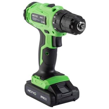 Imagem de Parafusadeira e Furadeira 20V Potente 1400Rpm 3/8 Engate 10mm Sem Fio Bateria 1300mAh Recarregável Bivolt Torque Variável 18 Níveis 35Nm Profissional PFN20 NEVVO