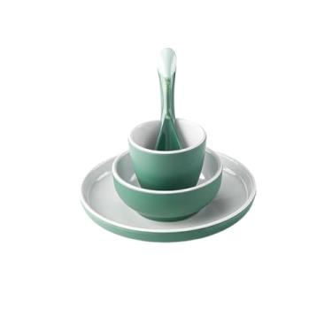 Imagem de Decalque branco comercial com bordas delicadas imitação de porcelana - verde fosco e branco de duas cores