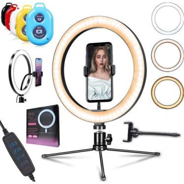 Imagem de Iluminador Luz Led Ring Light Anel 26cm Celular Universal Tripé + Cont